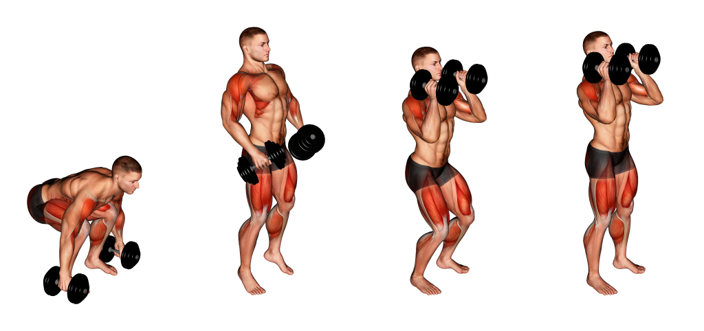 dumbbell power clean steps