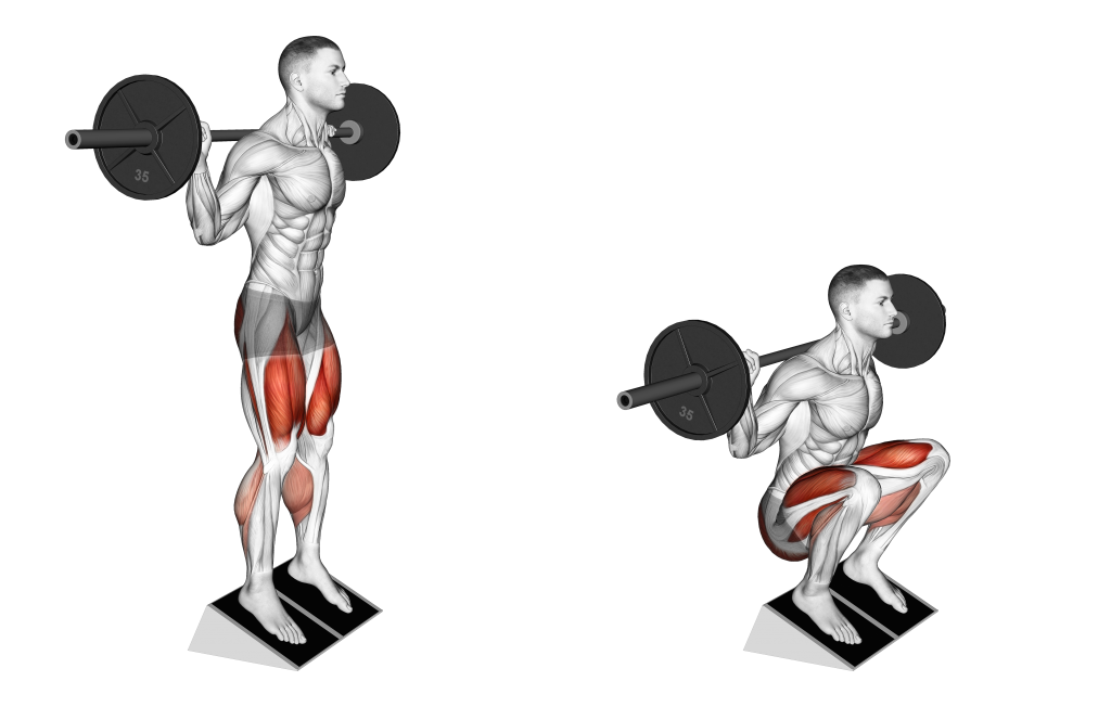 heel elevated squat