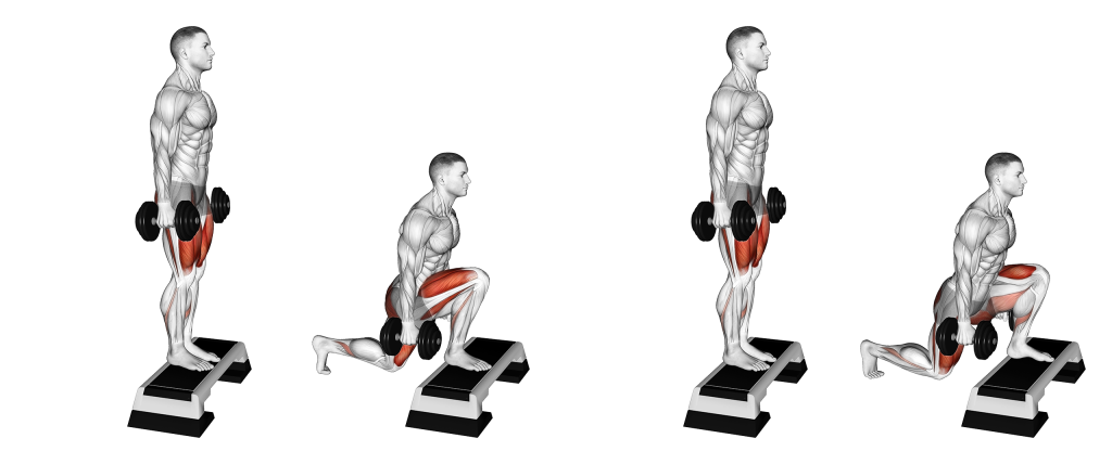 reverse deficit lunge muscles