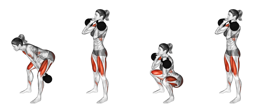 kettlebell squat clean muscles being worked